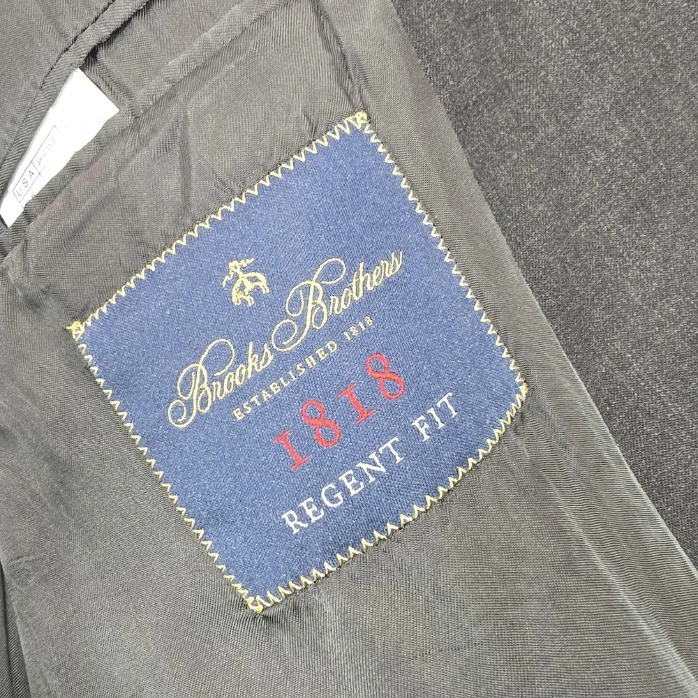 Brooks Brothers Suit Mens 44L 39W Gray Wool 1818 Regent Estrato Trabaldo